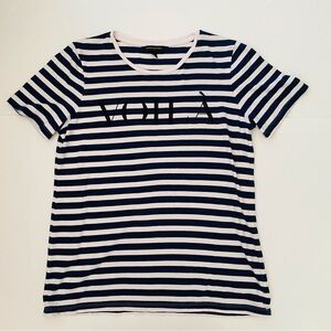 Banana Republic Blue and White Striped Tee Size M